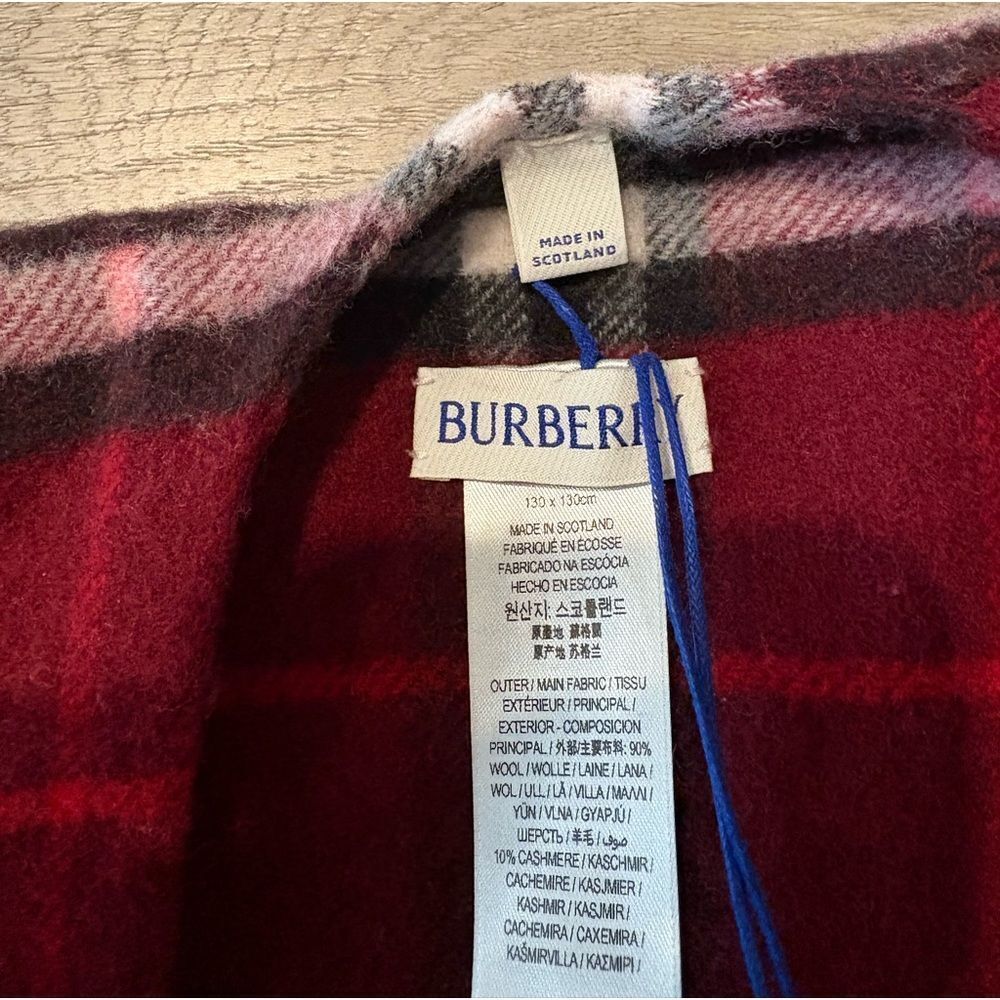 Burberry red Charlotte Check Wool-Cashmere Cape - Picture 12 of 12